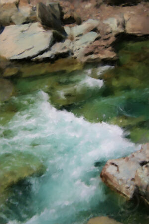 Art print of turquoise water rushing over rocks in McDonald Creek, Glacier National Park