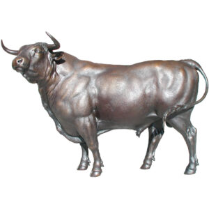 Bronze bull standing in profile