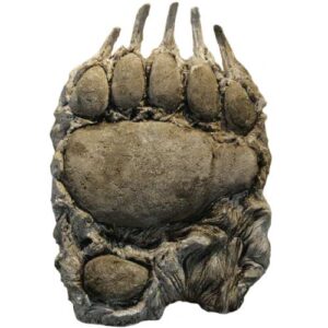 Bronze grizzly bear paw track with long claws