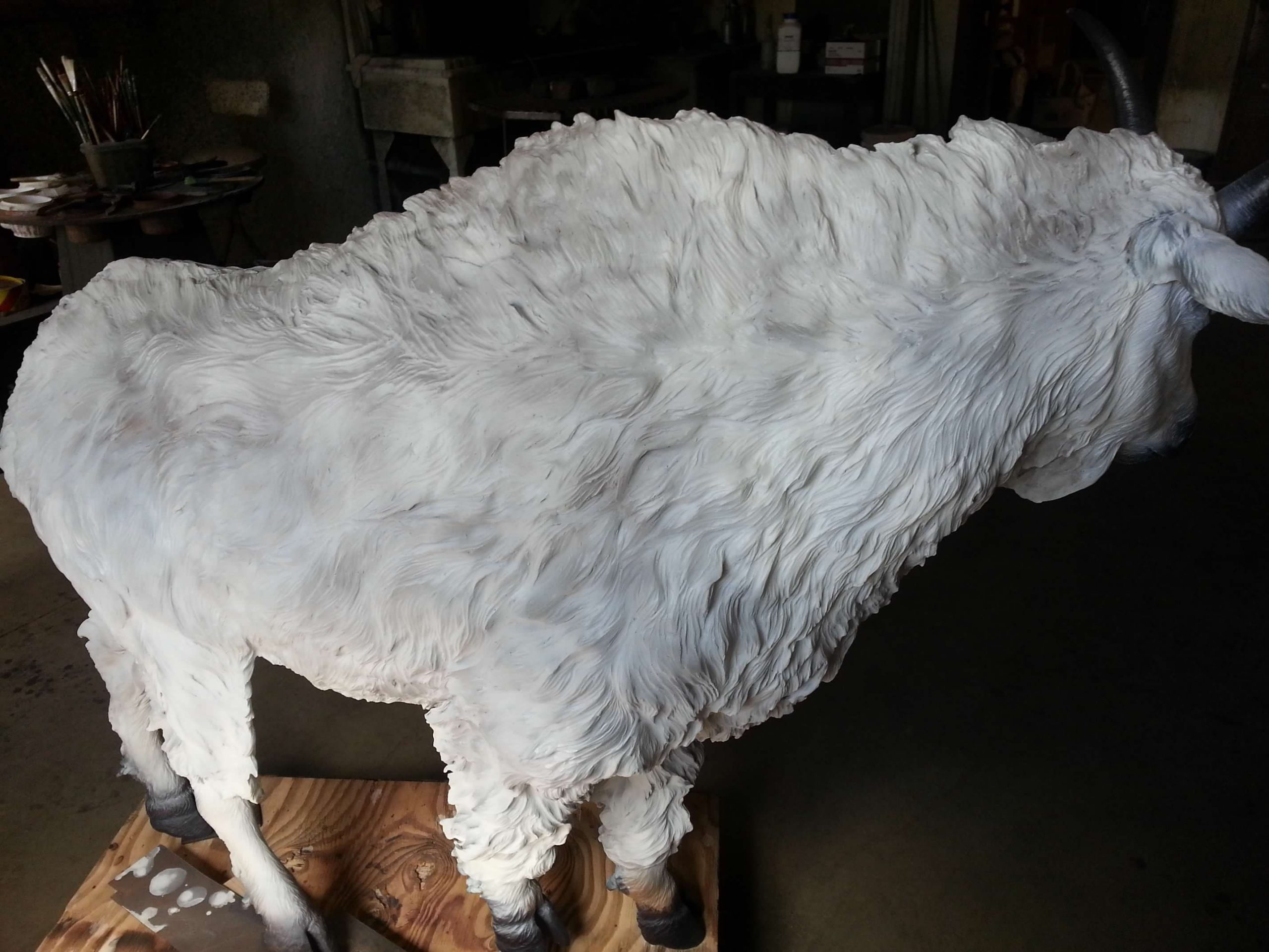 Life-size Rocky Mountain Nanny Goat sculpture in a white finish