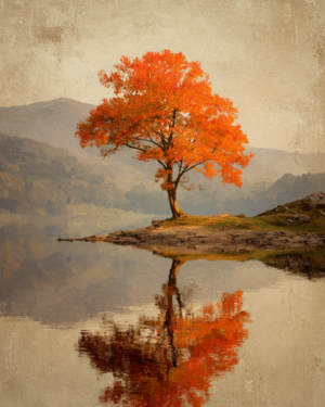 Autumn tree reflection