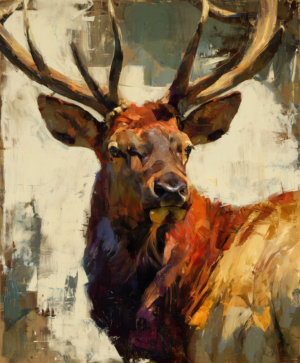 Royal Bull art print of a bull elk portrait with sweeping antlers by Eric Thorsen