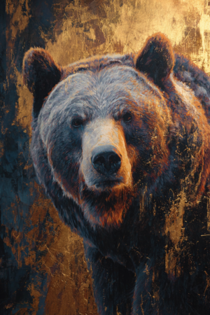 Grizzly Bear Gold Portrait